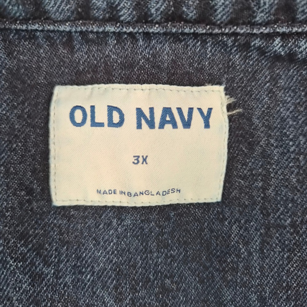 Old Navy Womens Plus 3X Denim Shirt Jacket Dark Wash Blue Cotton Shacket 1166 - Picture 3 of 7